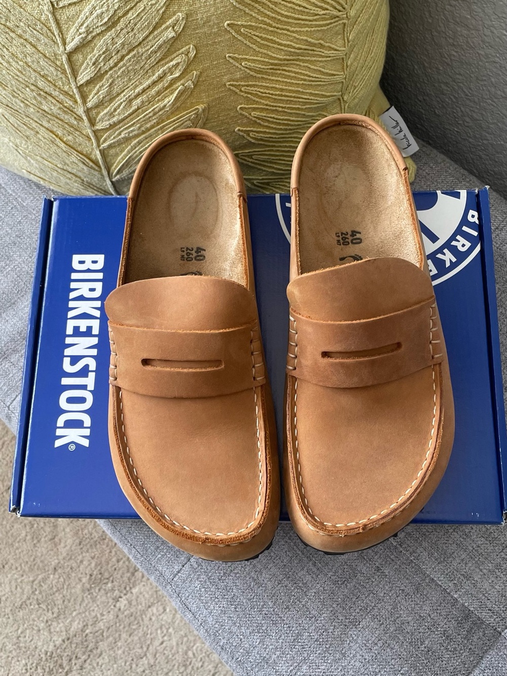 Birkenstock Women’s Brown Leather Penny Loafers - Style: Naples in Cognac